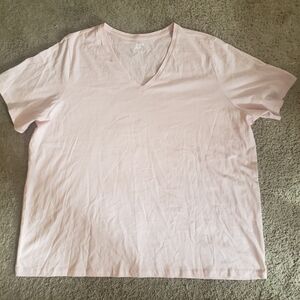 Lands' End Baby Pink V Neck Tee Tshirt New